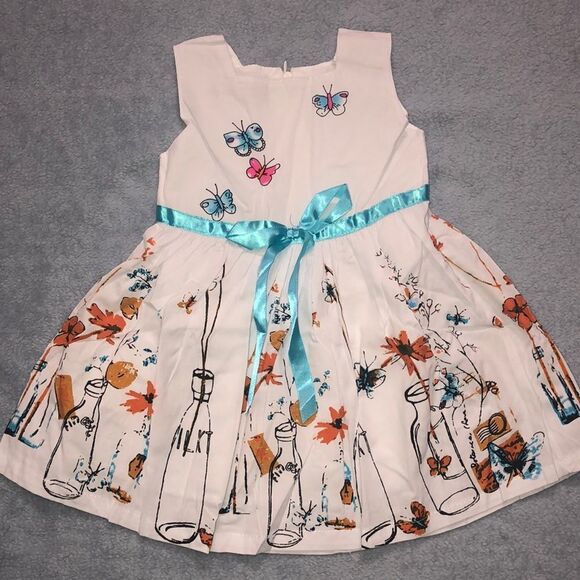 Boutique Girls Floral Milk Carton Print Summer Dress - Picture 1 of 4